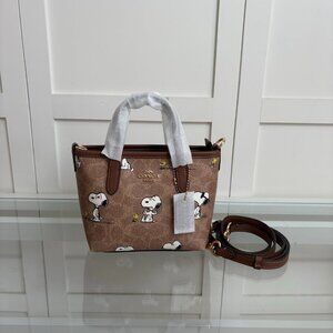 Coach Peanuts City Mini Tote Bag In Signature Canvas With Snoopy Print
